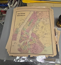 1883 Antique Map Plan NEW YORK & BROOKLYN Vintage Map Print U.S. Beers map picture