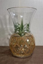 Vintage Large Romanian Handcrafted Hand Painted Heavy Crystal Pineapple Vase 12” picture