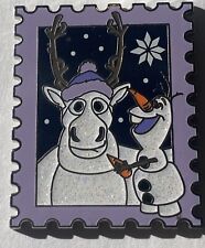 Disney Parks Holiday Christmas Stamp Olaf Sven Glitter Snowman Frozen LE Pin picture