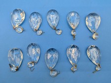 VTG Lot of 10 Clear Faceted Crystal Chandelier Teardrop Prisms 2.5 Inch  SR22-11 picture