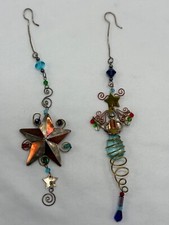Chico’s Brass Tri Metal Beaded Angel & Star Christmas Ornaments picture