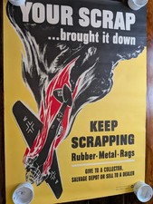 Vintage Orig 1942 WWII Poster Your Scrap Brought It Down War Production Board picture
