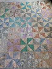 Vintage 30s 40s Pinwheel Quilt 65x76 Feedsack Fabrics Nice * picture
