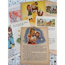 Vintage Children's Illustrated Book Page Bundle - 25 Colorful Pages picture
