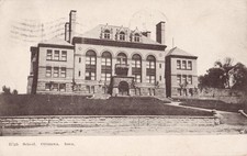 Postcard High School Ottumwa Iowa 1907 Doane Cancel stamp note posted picture