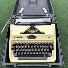 Vintage Adler J5 Portable Typewriter Cream Ivory W Case Sold As Is For Parts picture