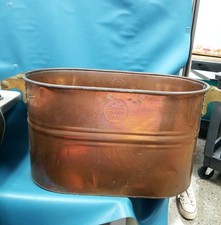 PICKUP ONLY VTG Revere Ware 22x12x13 Copper Oblong Wash Tub Pot Wood Handles picture