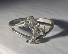 Vintage 1970s Disney Mickey Mouse Sterling Silver Ring S.I.S. Signed Adjustable picture
