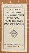 WESTFIELD MA PLANET COMPANY LAWN SWINGS FOLDING CHAIRS HIGH CHAIRS ADVERT FOLDER picture