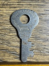 🌿 🗝️ Antique Miller Flat Key For Padlock Or Cabinet 1905 Patent  picture