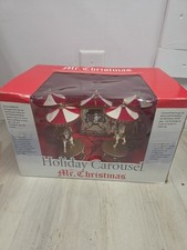 NOS Vintage 2002 Mr Christmas Musical Holiday Carousel Horses Plays 16 Melodies picture