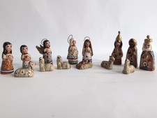 Vtg Mexican Folk Art Nativity Hand Painted Pottery Figurines 14 Pc Small picture
