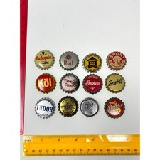 Lot of 12 Vintage Beer Bottle Caps Crowns Some Cork Lined Harlequin Arrow Bock picture