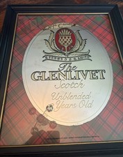 Vintage Glenlivet Scotch Tartan Mirror Bar Sign | Advertising | Man Cave | picture