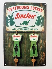 Sinclair Oil Corporation Restroom Sign - Vintage Key Fob Restrooms Locked picture