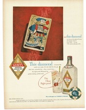1952 Gilbey's Gin Vintage Print Ad King of Diamonds Playing Card Art Tom Collins picture