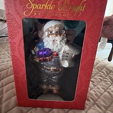 BRAND NEW Christopher Radko Sparkle Bright Santa with List Glass Ornament in Box picture