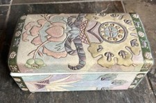 Vintage Kiln Art Hand Painted Ceramic Pastel Box Excellent Condition Marked picture
