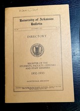 1932-1933 University Of Arkansas Bulletin Directory Handbook picture
