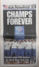 New York Post 10/21/26 Champs Forever. Knicks Raise Banner Complete Newspaper picture