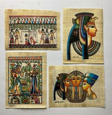 A set of (4) Rate ancient genuine Egyptian papyrus Paintings 8x6” picture