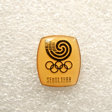 1988 Seoul Korea Olympic Games Pin - Gold Toned Domed Enamel Pin picture