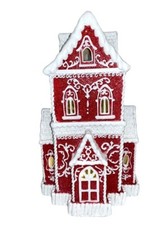 Christmas Victorian Glitter Lighted Gingerbread Hand Painted House 14