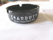 VTG STARDUST LAS VEGAS GAMBLING CASINO BLACK GLASS ASHTRAY EUC picture