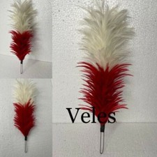 White & Red Color Plume for Shako Helmet & Hat, Plume Length 18 inch picture