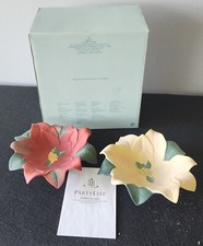 Partylite Poinsettia Pair Candle Holders/Candy Dishes P8627U Perfect Condition picture