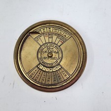 50 Year Perpetual Calendar 1973-2022 Brass  Paperweight Vintage Desk Decor picture