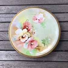 Richard Ginori Plate Italian Hand Painted Pansy Porcelain Artist Signed L. Dini picture