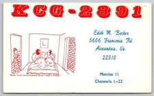 Vintage KCG-2891 CB Radio QSL Card Risque Cartoon Humor Unposted F394 picture