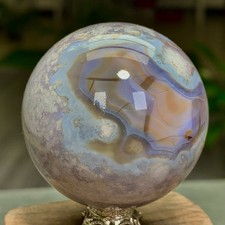 143G Natural blue cherry blossom agate Sphere Crystal Ball Healing picture