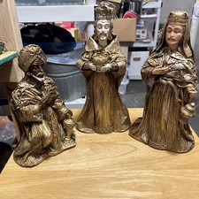 VTG Kurt S Adler Papier Mache Three Kings Gold Florentine ceramic Faces Japan picture