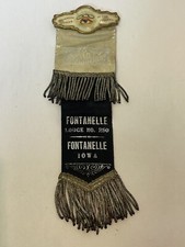 I.O.O.F In Memorial Pin Ribbon Lodge No 250 Fontanelle Iowa Celluloid Oddfellows picture