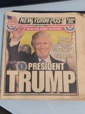 Donald Trump First Presidential Election Win New York Post 11/9/2016 DISCOLORED picture