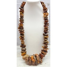 Antique 1910s Persian Trade Natural Raw Baltic Amber Bead Necklace 202 Grams picture