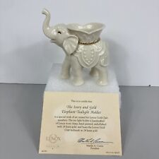 Vintage Lenox Gold Club Elephant Tealight Candle Holder Trunk Up Ivory China 24K picture