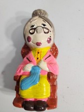 Vintage Granny Old Lady Grandma Chalkware Bank Taiwan 8