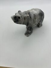 Natural Stone Hand Carved Bear Grey Animal Figurine Walking picture