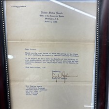 President Lyndon B Johnson Signed Auto 1955 Framed Typed Letter picture