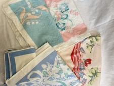 Vintage 1950's Lot 2 Tablecloths 8 Placemats 4 Napkins to Use Crafts Pink Blue picture
