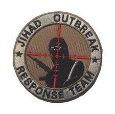 JIHAD OUTBREAK RESPONSE TEAM INFIDEL SINPER TACTICAL HOOK LOOP PATCH DESERT TAN picture