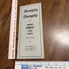 RARE VINTAGE 1950’s restaurant menu humpty dumpty  akron ohio  main street  picture