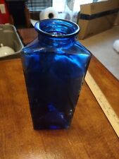 Cobalt Blue Glass Triangle Shaped Glass Jar/ Vase 10