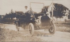 Reo Touring Car Antique 1912 O K Lee Farmhouse Auto - RPPC Photo Postcard picture