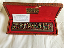 Vintage Chinese Eight Immortals Crossing the Sea Metal Relief Plaque In Box picture
