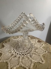 EAPG Adams Co Glass Crystal Wedding U Shape Fruit Stand c 1890 picture