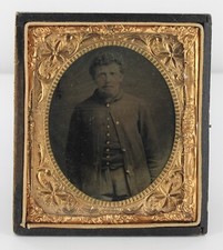 Civil War Soldier 1860 Red Hair Uniform Overcoat Jacket Tintype Photo Army Q8615 picture